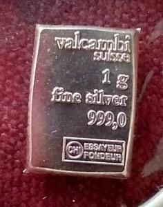 lot 23 image: Valcambi 1 g Silver Bar