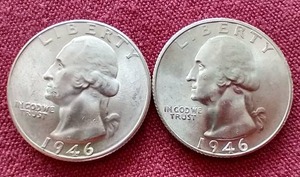 lot 38 image: (2) Uncirculated 1946 Quarters - D & S