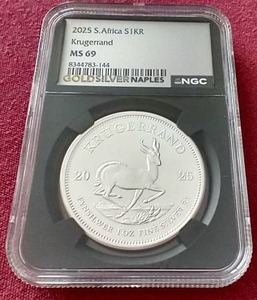 lot 42 image: 2025 South Africa 1 oz Silver Krugerrand - NGC MS69