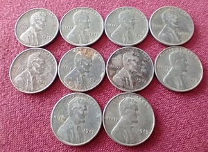 lot 46 image: (10) 1943 Steel Pennies - All Philadelphia