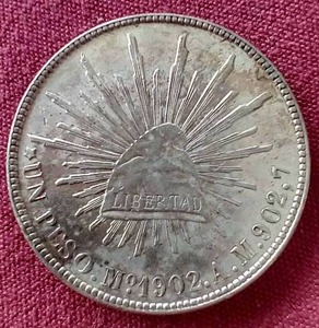 lot 49 image: 1902 Mexico Silver 1 Peso Coin - Nice