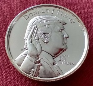 lot 63 image: Ultra High Relief Donald Trump 2 oz Silver Round