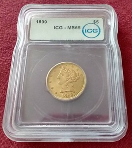 lot 72 image: 1899 Liberty Head $5 Gold Coin - ICG MS65 WOW