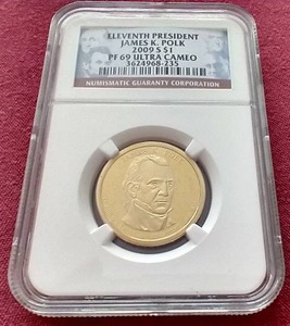 lot 75 image: 2009 Presidential Proof James Polk Dollar - NGC PF69 Ultra Cameo