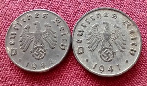 lot 79 image: (2) WW2 Germany Third Reich Coins - 5 & 10 Pfennig
