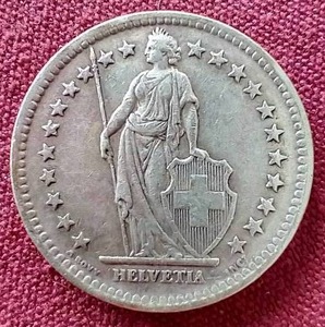 lot 83 image: 1944 Switzerland Silver 2 Francs Coin