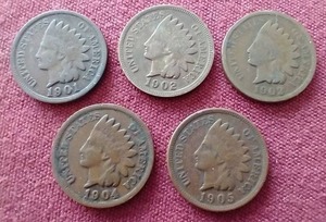 lot 88 image: (5) Indian Pennies
