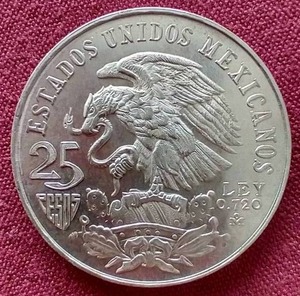 lot 91 image: 1968 Mexico Olympic Silver Peso