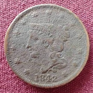 lot 92 image: 1842 Braided Hair Large Cent