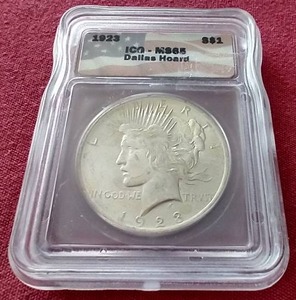 lot 99 image: 1923 Peace Dollar - ICG MS65 (Dallas Hoard)