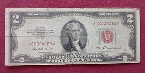 lot 123 image: 1953 Red Seal $2 Note