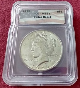 lot 126 image: 1922 Peace Dollar - ICG MS65 (Dallas Hoard)