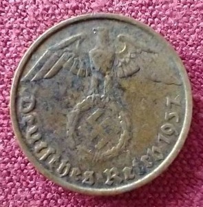 lot 129 image: 1937 Germany Third Reich 5 Pfennig Coin