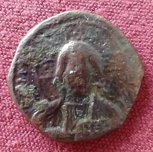 lot 130 image: Awesome 11th Century Class A3 Byzantine Anonymous Follis (Bust of Christ)