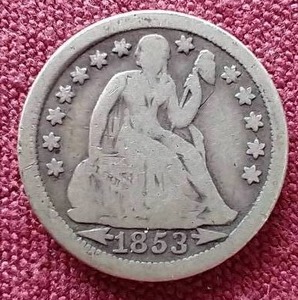 lot 138 image: 1853 (Arrows at Date) Liberty Seated Dime - Nice