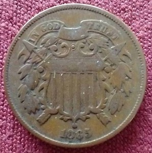lot 140 image: 1865 Civil War 2 Cent Coin