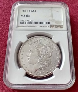 lot 157 image: 1881-S Morgan Dollar - NGC MS63