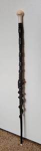 lot 12 image: Carved Ebony African Walking Stick Cane with Snake and Male Bust