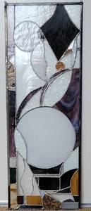 lot 21 image: Modern Abstract Stained Glass Window Panel  12.5 x 34.5