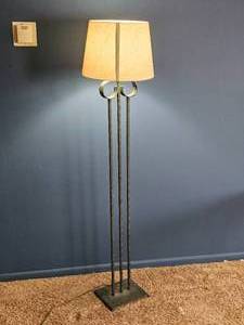 lot 51 image: Wrought Iron Floor Lamp with Triple-Rod Frame  58 Tall