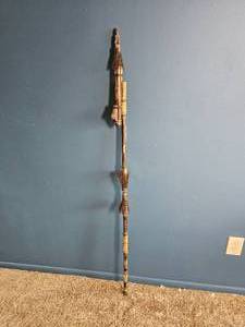 lot 17 image: Decorative Carved Staff with Tribal Motifs  Approx. 58