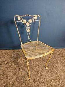 lot 64A image: Vintage Wrought Iron Floral Patio Chair