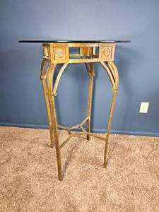 lot 56 image: Gilt Metal & Glass High Top Table