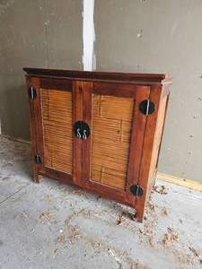 lot 58 image: Modern Asian-inspired Bamboo Side Cabinet