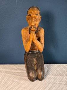 lot 101 image: Hand-Carved Kneeling Praying Figure Sculpture