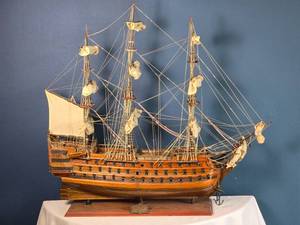 lot 99 image: HMS Victory 1805 Wooden Model Ship - Fully Rigged - Display Base