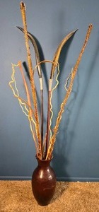 lot 80 image: Decorative Floor Vase with Woven and Blade Accents