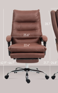 lot 17 image: Vinsetto Microfibre Massage Office Chair, Heated Reclining Chair with Footrest, Double-tier Padding, Swivel Wheels, Coffee