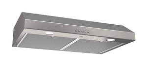 lot 55 image: Broan-NuTone BCSQ130SS Three-Speed Glacier Under-Cabinet Range Hood with LED Lights ADA Capable, 1.5 Sones, 375 Max Blower CFM, 30-Inch, Stainless Steel (Used, Missing Hardware)