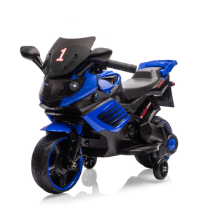 lot 102 image: Costway 6V Kids Motorcycle, Electric Ride On Car Toy with Training Wheels, Working Headlight, Horn & Music, Battery Powered Ride On Motorcycle Toy for Toddler Kids Boys Girls Ages 3-6, Blue