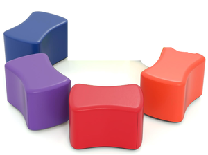 lot 103 image: KOTEK 4 Pcs Butterfly Stools, High Soft Foam Modular Seating Set, Waterproof PU Cover with Non-Slip Base, Flexible Seating for Classroom Preschool Daycare, Assorted