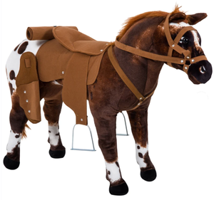 lot 104 image: Qaba Sound-Making Ride On Horse for Toddlers 3-5, with Neighing and Galloping Sound, Stuffed Animal Horse Toy for Kids with Padding, Soft Feel, Brown
