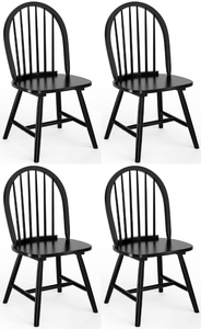 lot 130 image: HAPPYGRILL 4 Pieces Wooden Dining Chairs Set, Vintage Armless Windsor Chairs, Kitchen Dining Chairs with Backrest, Black (Maybe Missing Hardware)