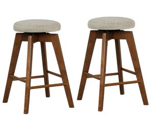 lot 131 image: Costway 2 Pieces 26 Inch Backless Swivel Barstools with Linen Fabric Seat