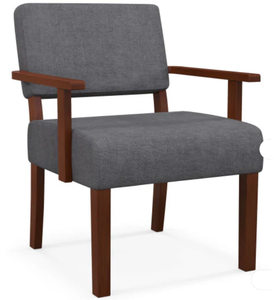 lot 135 image: Costway Linen Accent Chair Living Room Chair with Soft Padded Seat and Backrest-Gray