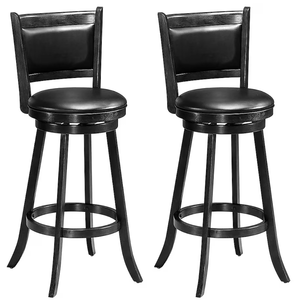 lot 140 image: Costway Set of 2 29 inches Swivel Bar Height Stool Wood Dining Chair Barstool Black