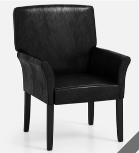 lot 144 image: Costway Executive PU Leather Guest Chair Reception Side Arm Chair Upholstered (Maybe Missing Hardware)