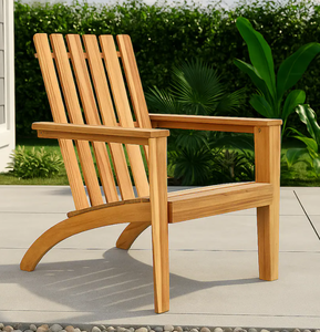 lot 146 image: Hivvago - Acacia Wood Outdoor Lounge Chair with Armrests - Natural