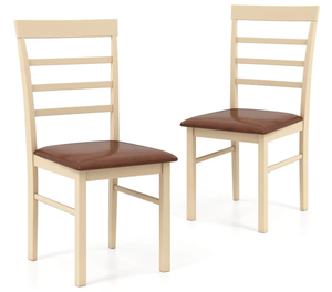 lot 148 image: Costway Wooden dining chair set of 24 with rubber wood frame padded - 2 pcs - Set of 2