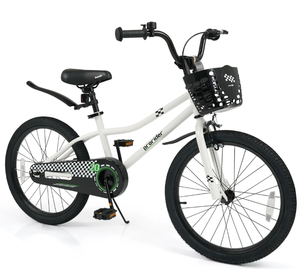 lot 205 image: Costway 16in Kids Bike Adjustable with Kickstand and Storage Basket for Aged 8 Years, White