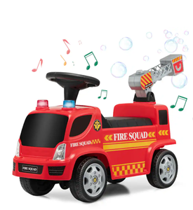 lot 207 image: Costway - Kids Ride On Fire Truck Foot-to-Floor Sliding Push Car w Music & Bubble Maker For Kids Aged Over 3 Years - Red