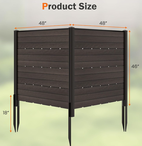 lot 213 image: Toolsempire Outdoor Privacy Fence Screen, 48 L x 46 H Air Conditioner Fence Outside 2 Fence Panels with 5 Ground Stakes, Pool Equipment Enclosure Privacy Screen for Trash Can (Brown)