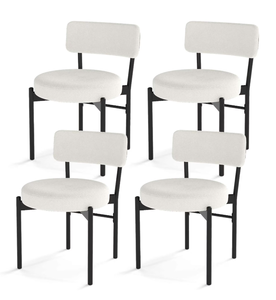 lot 216 image: Costway Dining Chair Set of 4 with Curved Backrest Padded Seat & Metal Legs for Dining Room White