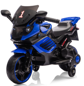 lot 218 image: Costway 6V Kids Motorcycle, Electric Ride On Car Toy with Training Wheels, Working Headlight, Horn & Music, Battery Powered Ride On Motorcycle Toy for Toddler Kids Boys Girls Ages 3-6, Blue