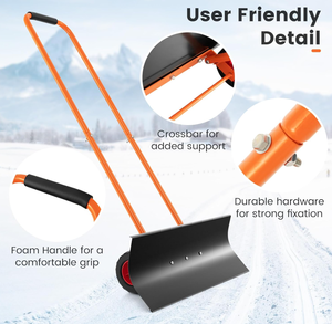 lot 221 image: IRONMAX Snow Shovel for Driveway, 30 Wide Winter Snow Pusher with 6.5� Non-Slip Rolling Wheels & Ergonomic Adjustable Angle Handle, Heavy Duty Push Plow for Sidewalk Doorway Clearing