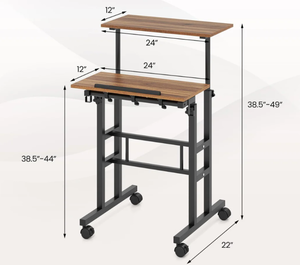 lot 316 image: Giantex Mobile Stand up Desk, Height Adjustable, 24D x 22W x 49H (Used, Maybe Missing Hardware)